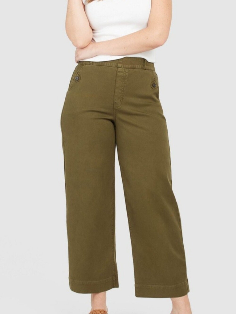 Spanx Stretch Twill Cropped Wide Leg Pants